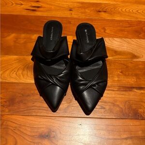 Marc Fisher Black Leather Mules